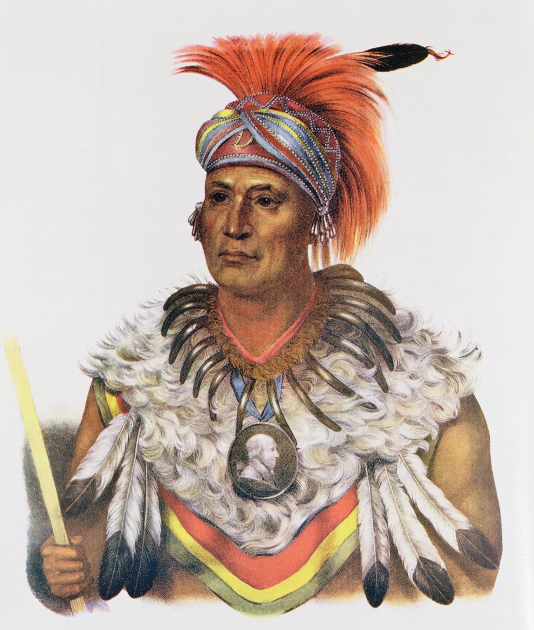 Wapella eli Kettujen prinssipäällikkö, 1837, kuvitus teoksesta "The Indian Tribes of North America, Vol.2", Thomas L. McKenney ja James Hall, pub. kirjoittanut John Grant tekijältä Charles Bird King