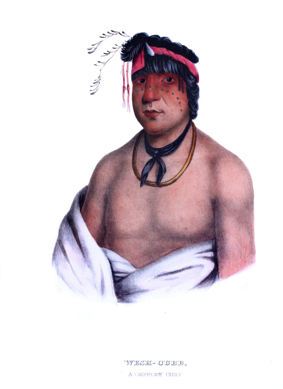 Weshcubb ("Sweet"), Chippewayn päällikkö tekijältä Charles Bird King