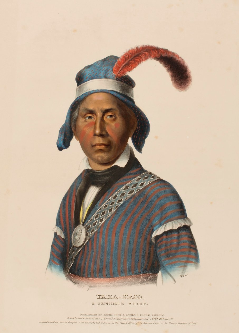YAHA-HAJO. A SEMINOLE CHIEF., from History of the Indian Tribes of North America. tekijältä Charles Bird King