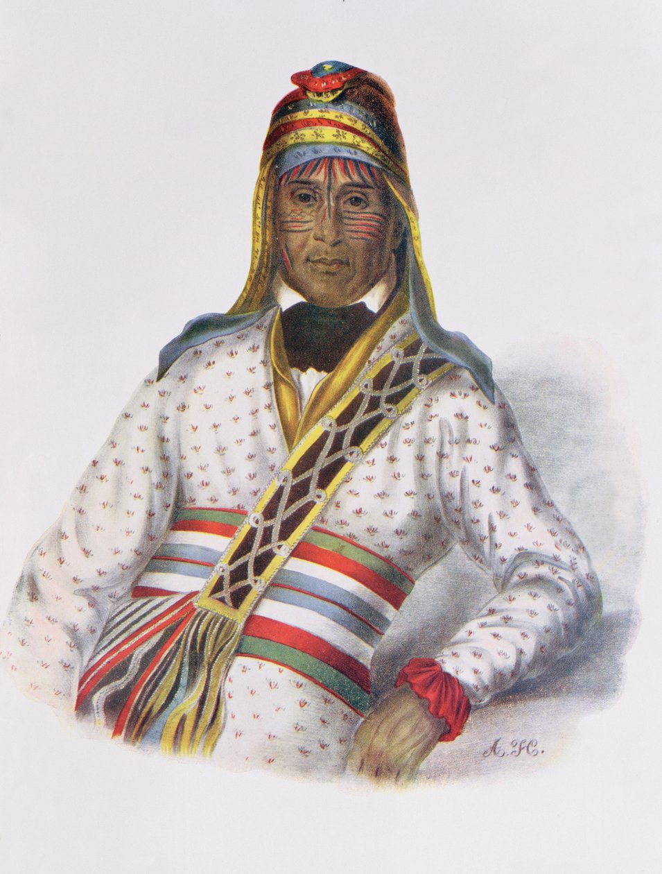 Yoholo-Micco, puron päällikkö, 1825, kuvitus teoksesta "The Indian Tribes of North America, Vol.2", Thomas L. McKenney ja James Hall, pub. Kirjailija: John Grant (väri litho) tekijältä Charles Bird King