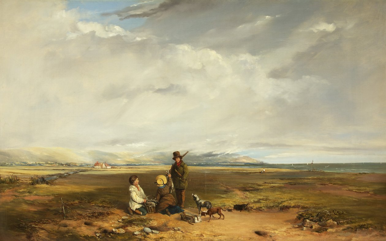 Maisema urheilijan ja seuralaisten kanssa, mahdollisesti 1842 (öljy kankaalle) tekijältä Charles Branwhite
