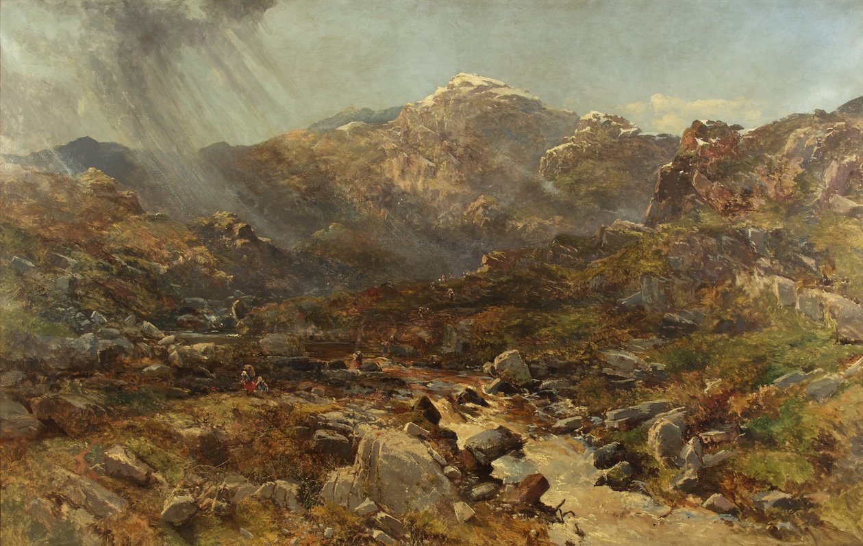 Nant Franconin päällikkö, Capel Curig, Pohjois-Wales (öljy kankaalle) tekijältä Charles Branwhite