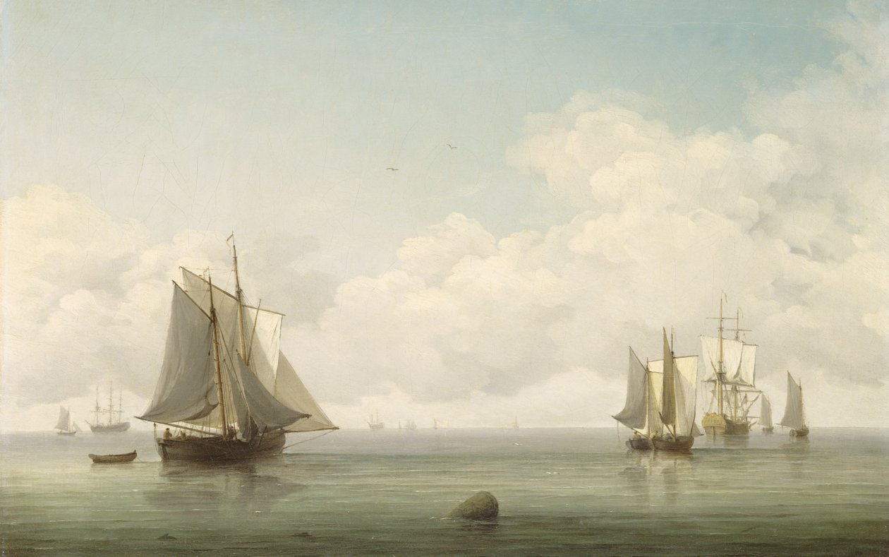 Kalastusveneet rauhallisella merellä, n. 1745-1759 (öljy kankaalle) tekijältä Charles Brooking