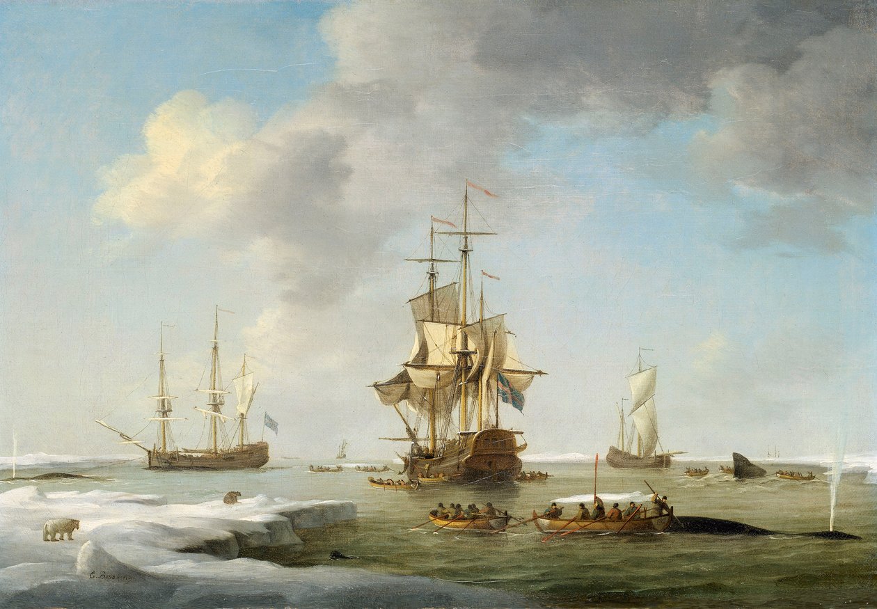 Grönlannin kalastus: 1750 (öljy kankaalle). tekijältä Charles Brooking