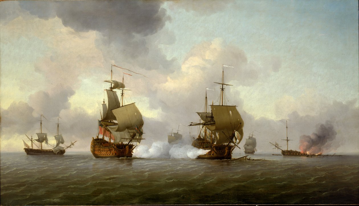 Glorioso-aluksen kaappaus, 8. lokakuuta 1747, noin 1747 (öljy kankaalle). tekijältä Charles Brooking