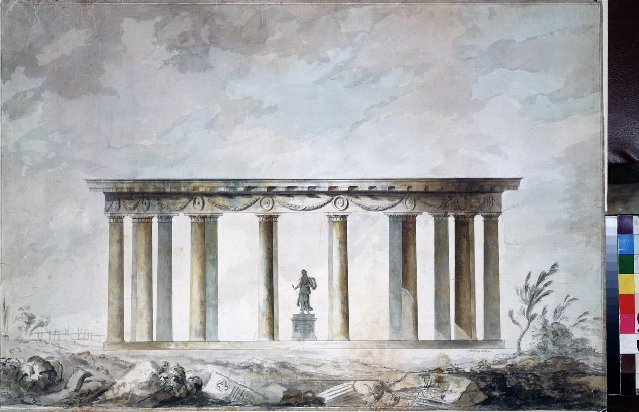 Luonnos puistopaviljongista Tsarskoje Selossa (Pietari) (Puistopaviljonki Tsarkoje Selossa). Charles Cameronin piirustus (noin 1730 tekijältä Charles Cameron