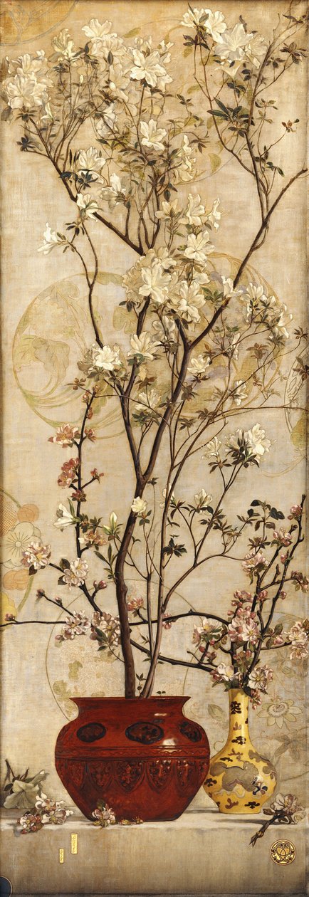 Asetelma atsaleoiden kanssa kiinalaisessa ruukussa, 1878 tekijältä Charles Caryl Coleman