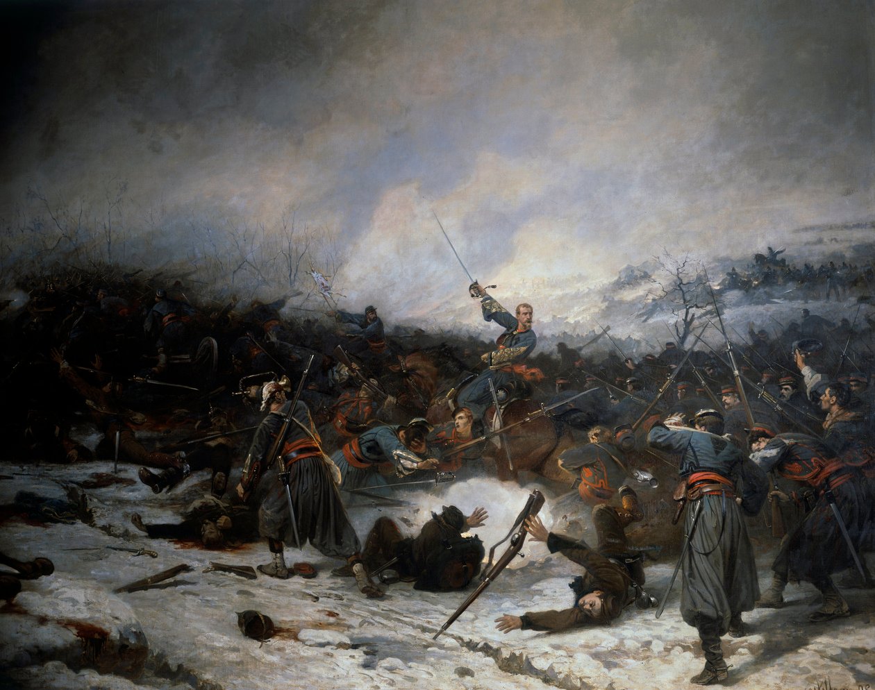 Ranskan ja Preussin sota 1870: "" Laignyn taistelu 2. joulukuuta tekijältä Charles Castellani