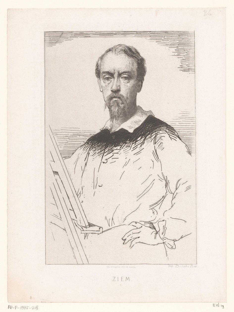Muotokuva Félix François Georges Philibert Ziem Etsaus ja litografia (sarjan nimi) tekijältä Charles Chaplin