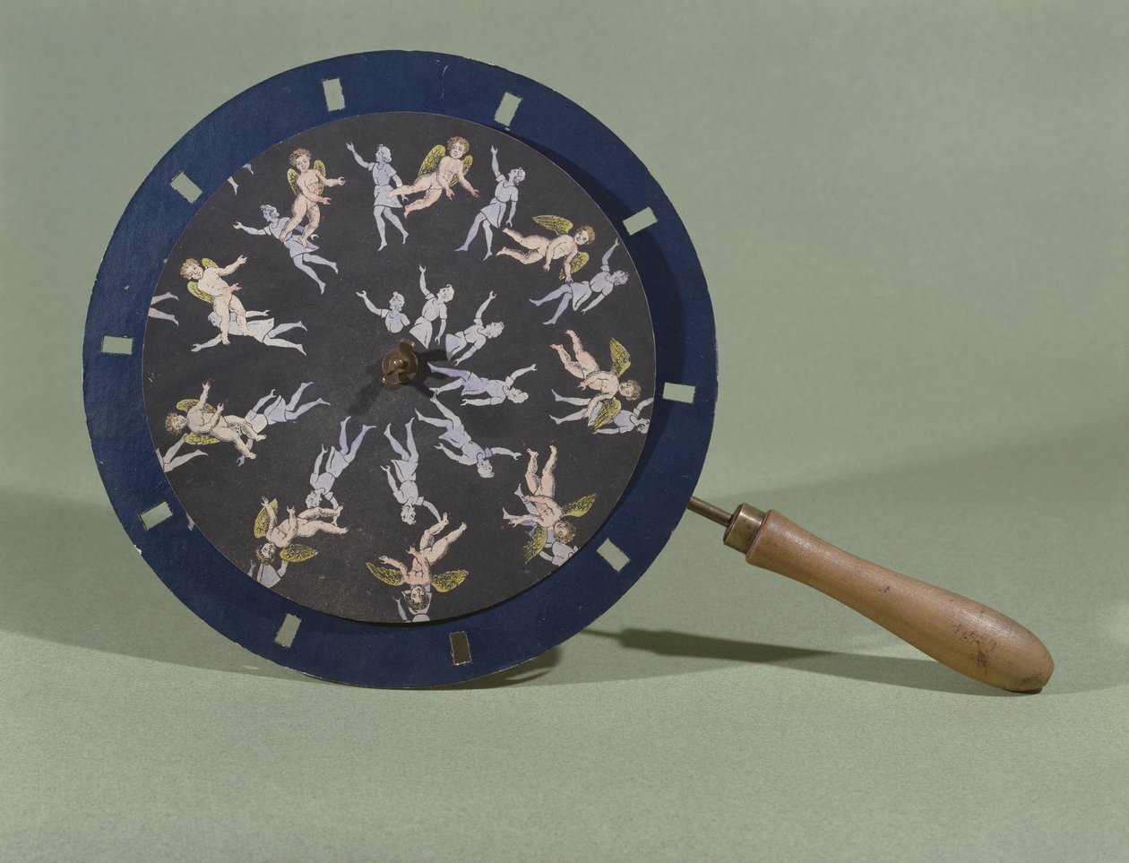 Fenakisticooppi kerubisuunnittelukortilla, 1835 tekijältä Charles Chevalier