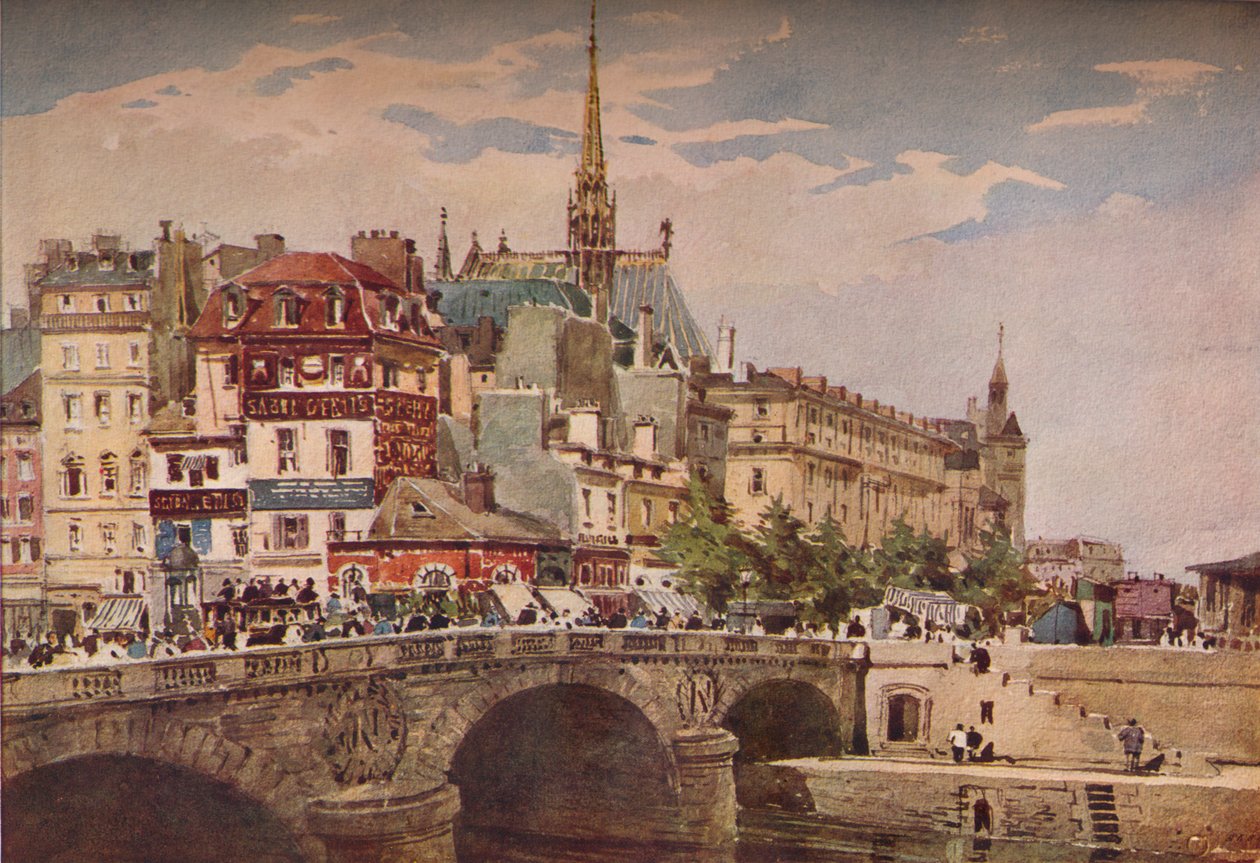Pariisi Pont St Michelistä, vuodelta 1846 tekijältä Charles Claude Pyne