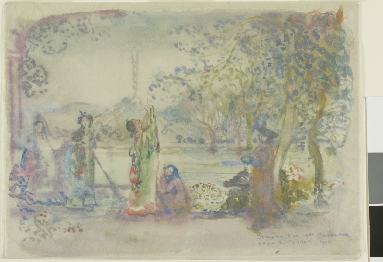 Kohtaus järvellä aamulla tekijältä Charles Edward Conder