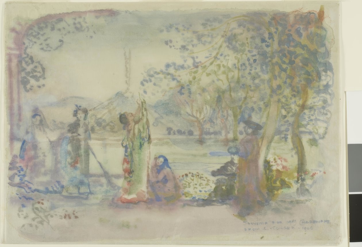 Kohtaus järvellä aamulla tekijältä Charles Edward Conder