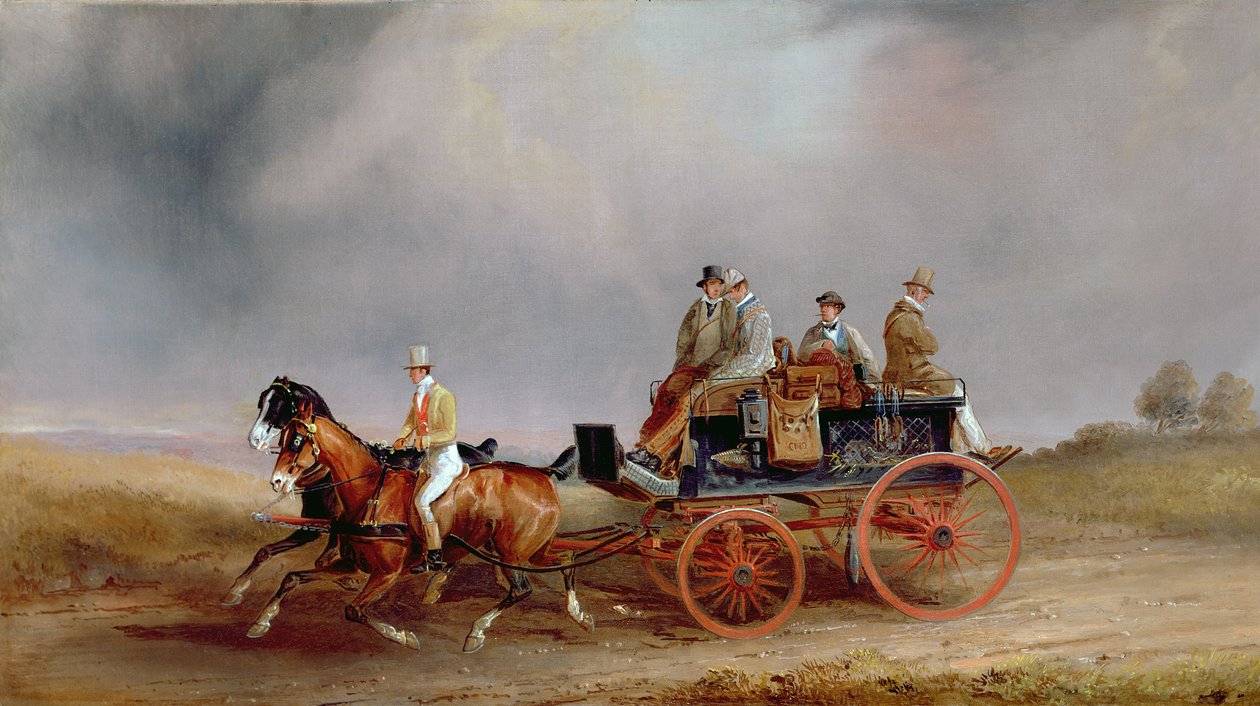 Going Shooting; postillion ja yhdistä pelikärryyn (öljy kankaalle) tekijältä Charles Cooper Henderson