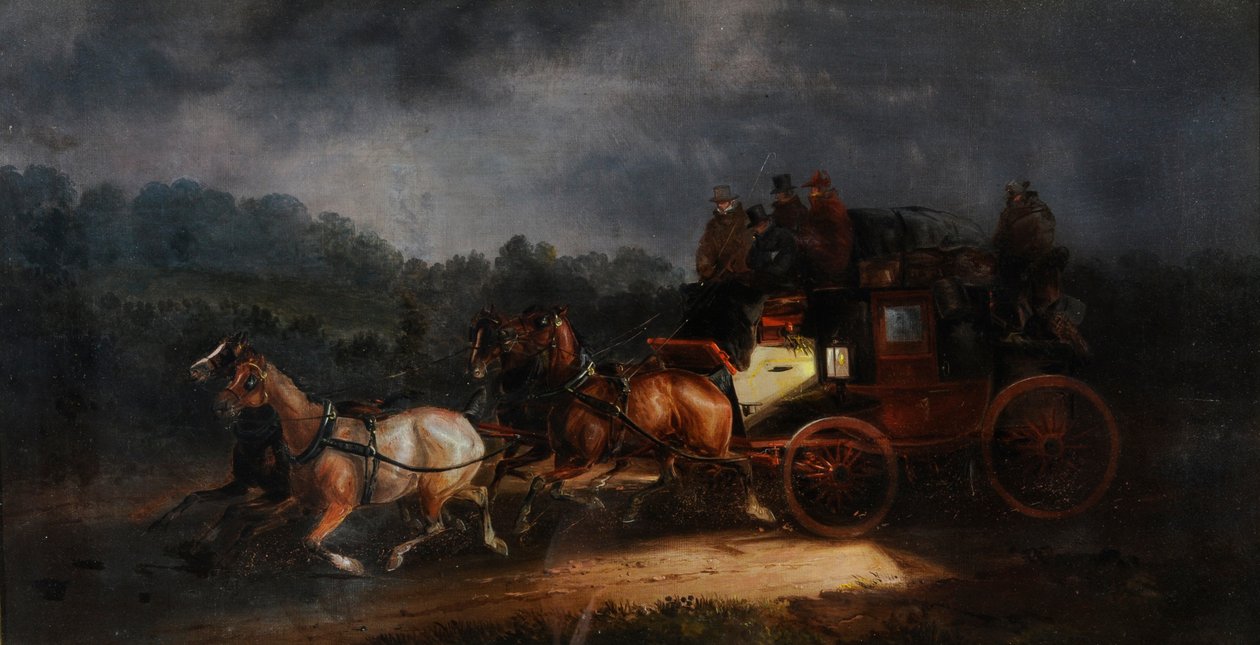 Leedsin ja Lontoon kuninkaallinen posti, noin 1835 (öljy kankaalle). tekijältä Charles Cooper Henderson