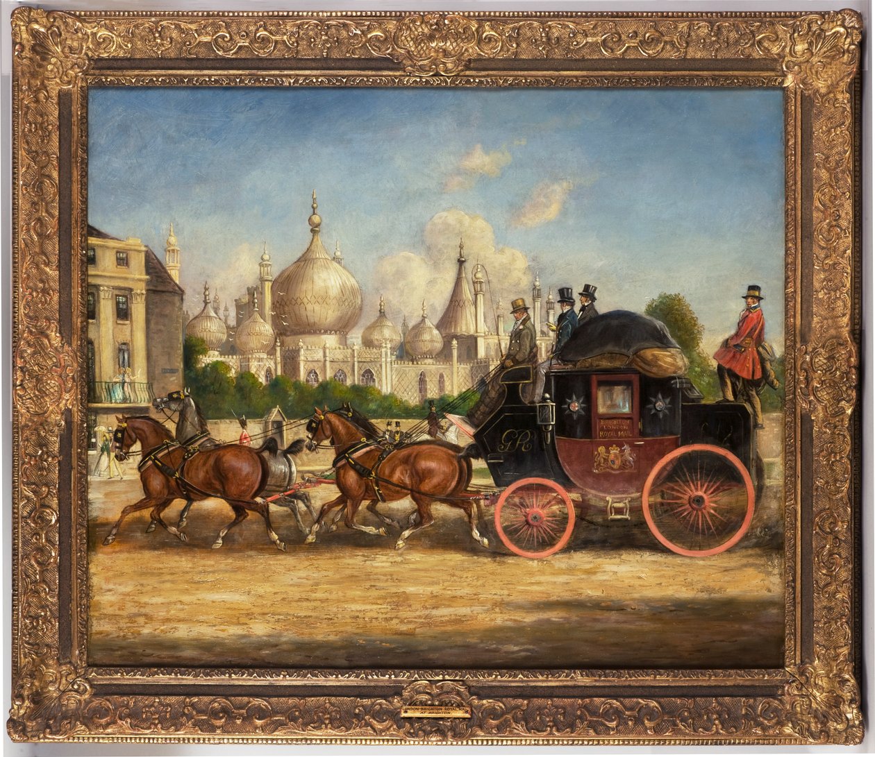 Lontoon ja Brightonin postilinja-auto Royal Pavilionin edessä, Brighton tekijältä Charles Cooper Henderson
