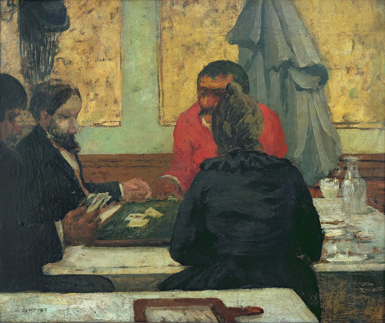 Kortinsoittimet, 1883 (öljy kortille) tekijältä Charles Cottet