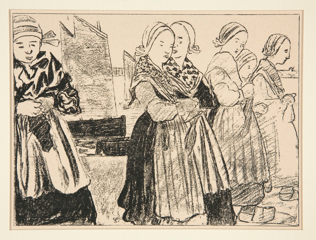 Breton Girls tai Breton Girls on the Quay, La Revue Blanchen numero 36, lokakuu 1894 tekijältä Charles Cottet