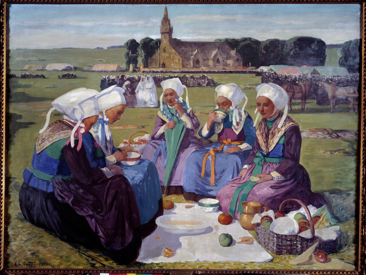 Plougastelin naiset Pyhän Anna la Paludin armahduksessa vuonna 1903. Charles Cottetin maalaus (1863-1924) tekijältä Charles Cottet