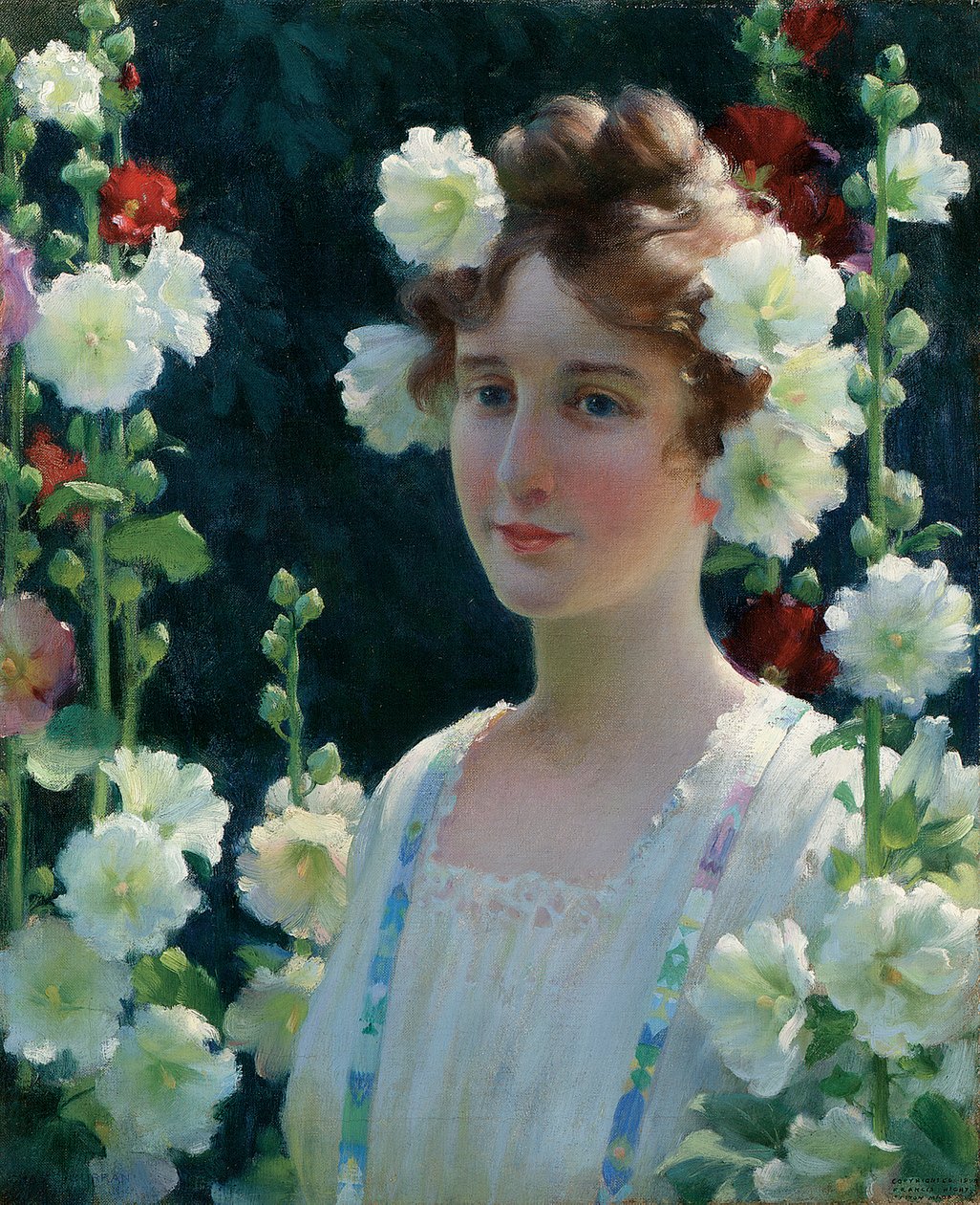 Hollyhockien joukossa tekijältä Charles Courtney Curran