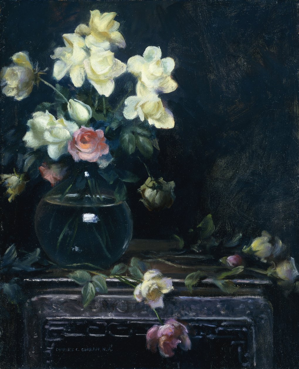Ruusuja lasimaljakossa tekijältä Charles Courtney Curran