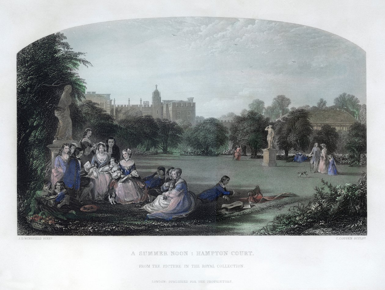 Kesäpäivä: Hampton Court, 1800-luku tekijältä Charles Cousen