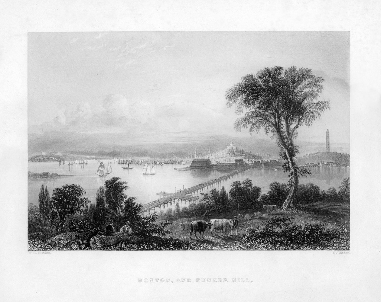 Boston ja Bunker Hill, 1820 tekijältä Charles Cousen