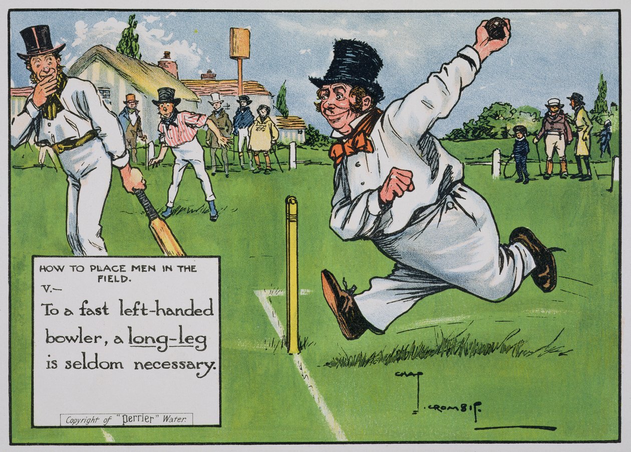 How to Place Men in the Field (V), julkaisusta "Laws of Cricket", julkaistu 1910 tekijältä Charles Crombie
