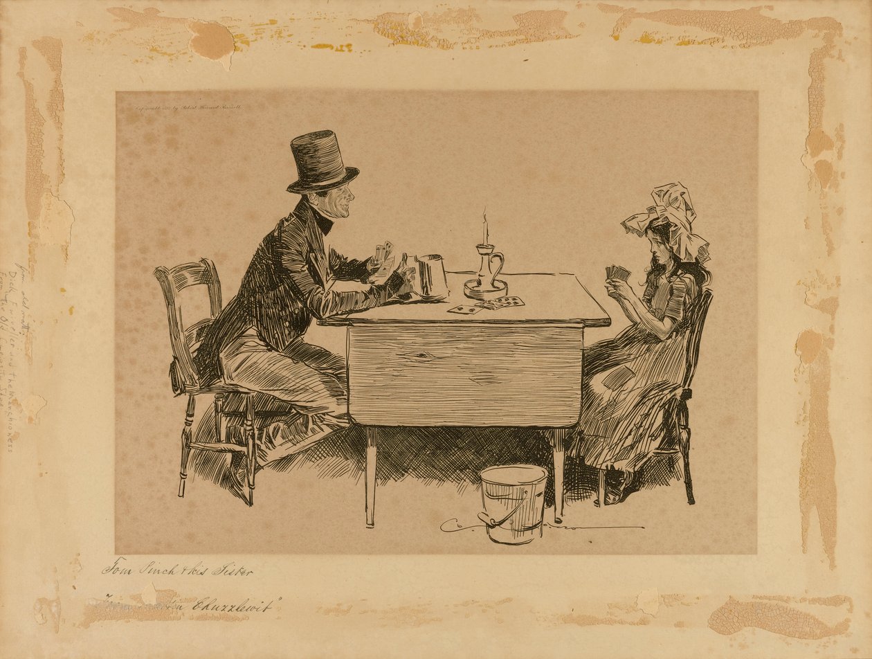 Tom Pinch ja hänen sisarensa, elokuvasta "Martin Chuzzlewit" (Martin Chuzzlewit) tekijältä Charles Dana Gibson