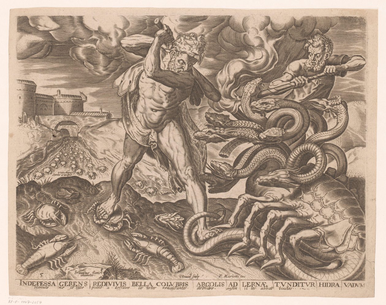 Hercules kukistaa Lernan hydran Herculesin työt Frans Florisin jälkeen (sarjan nimi) tekijältä Charles David