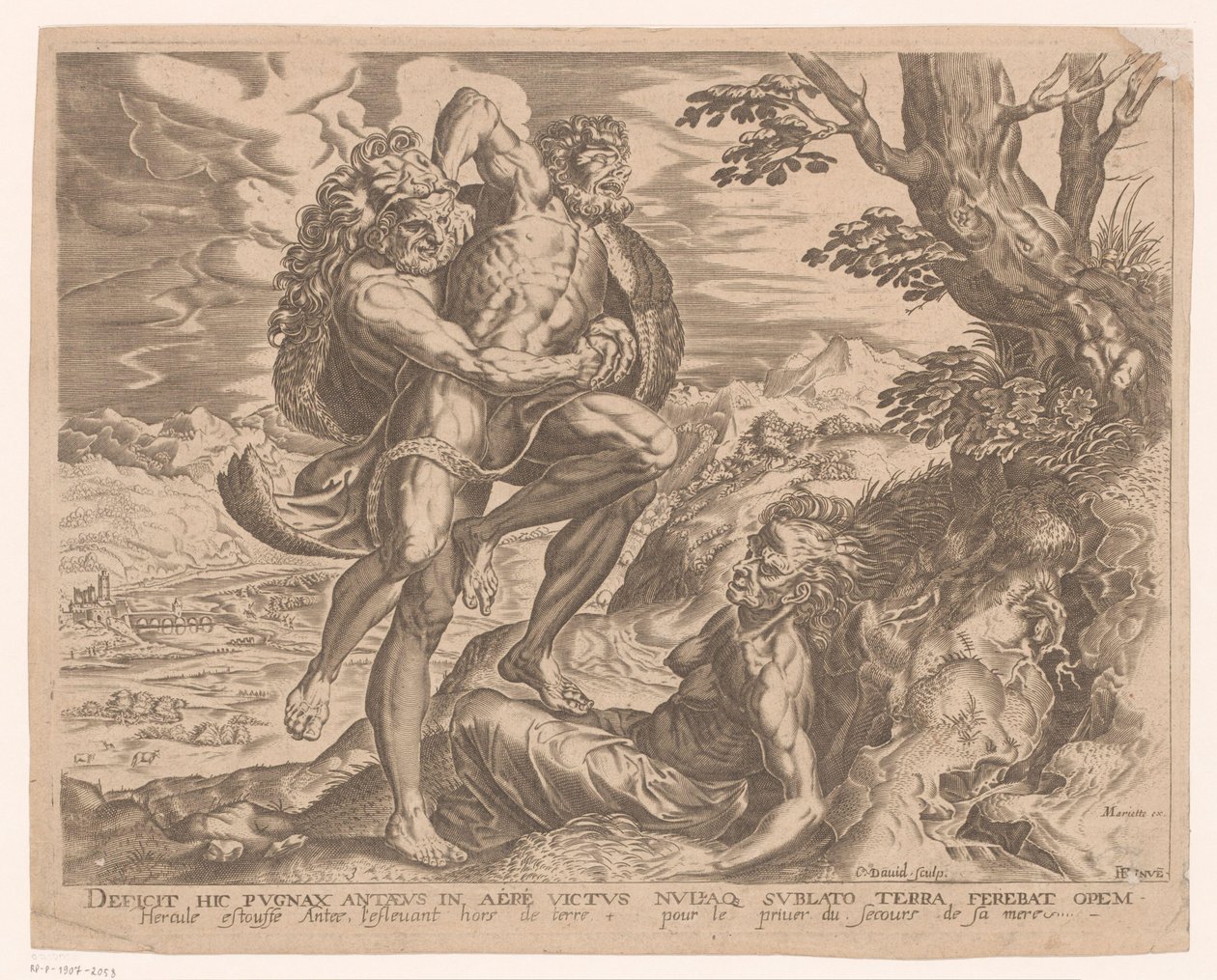 Hercules worstelt met Antaeus Werken van Hercules naar Frans Floris (series title) tekijältä Charles David
