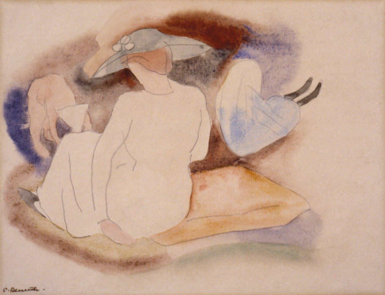 (Nainen hattu päässä ja 2 hahmoa) tekijältä Charles Demuth
