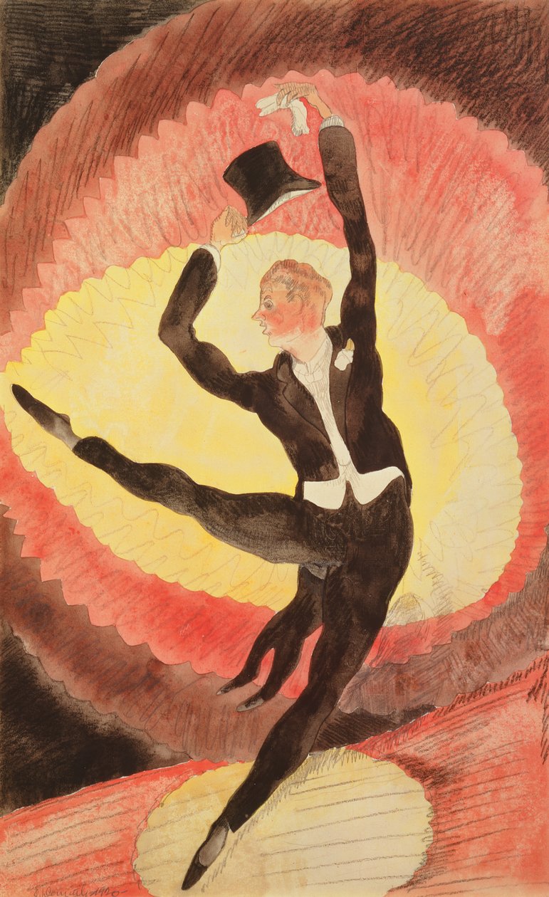Akrobaattinen miestanssija, 1920 (wc paperilla) tekijältä Charles Demuth