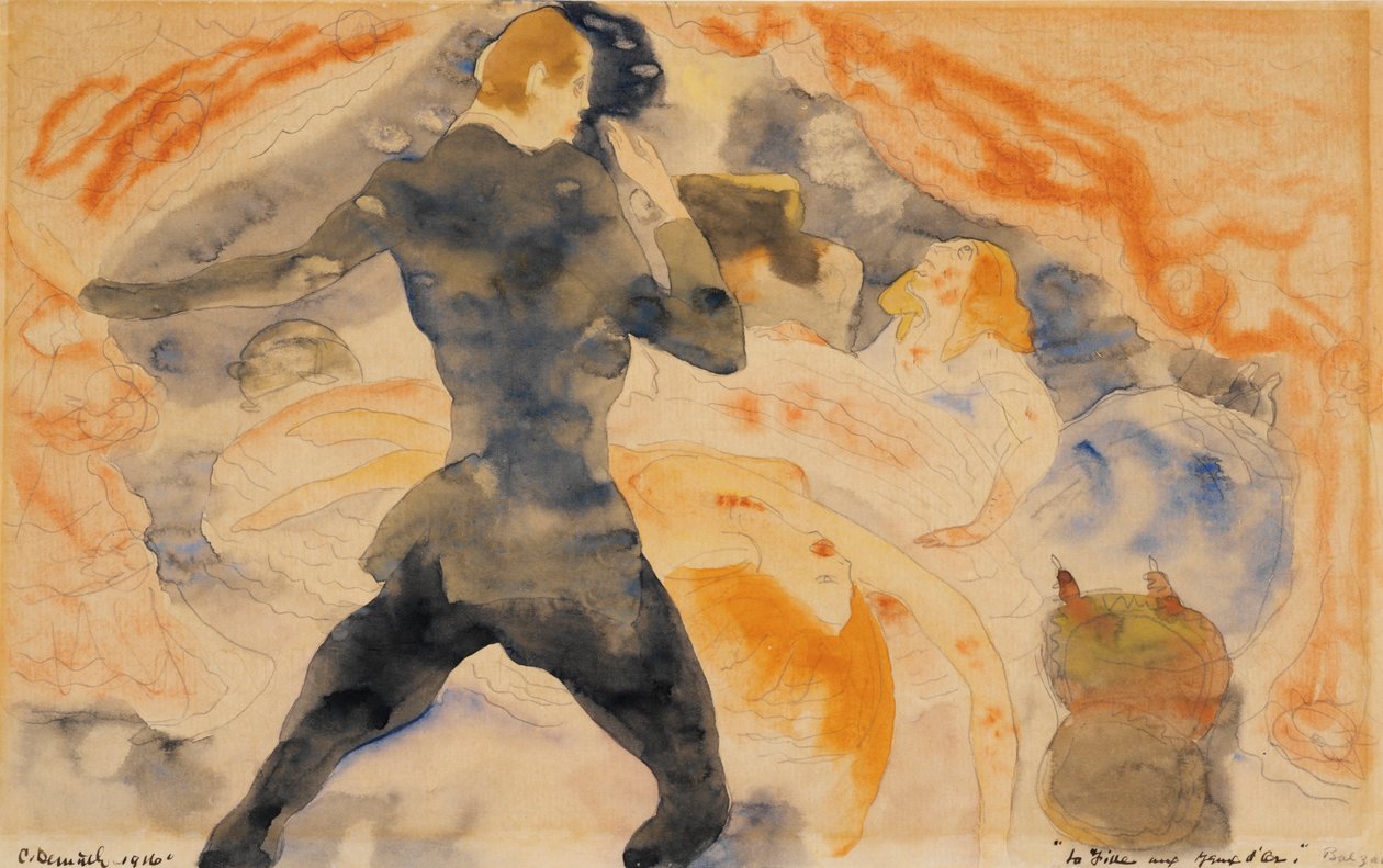 Honore de Balzacs Tyttö kultaisilla silmillä, 1916 (wc ja kynä paperille) tekijältä Charles Demuth