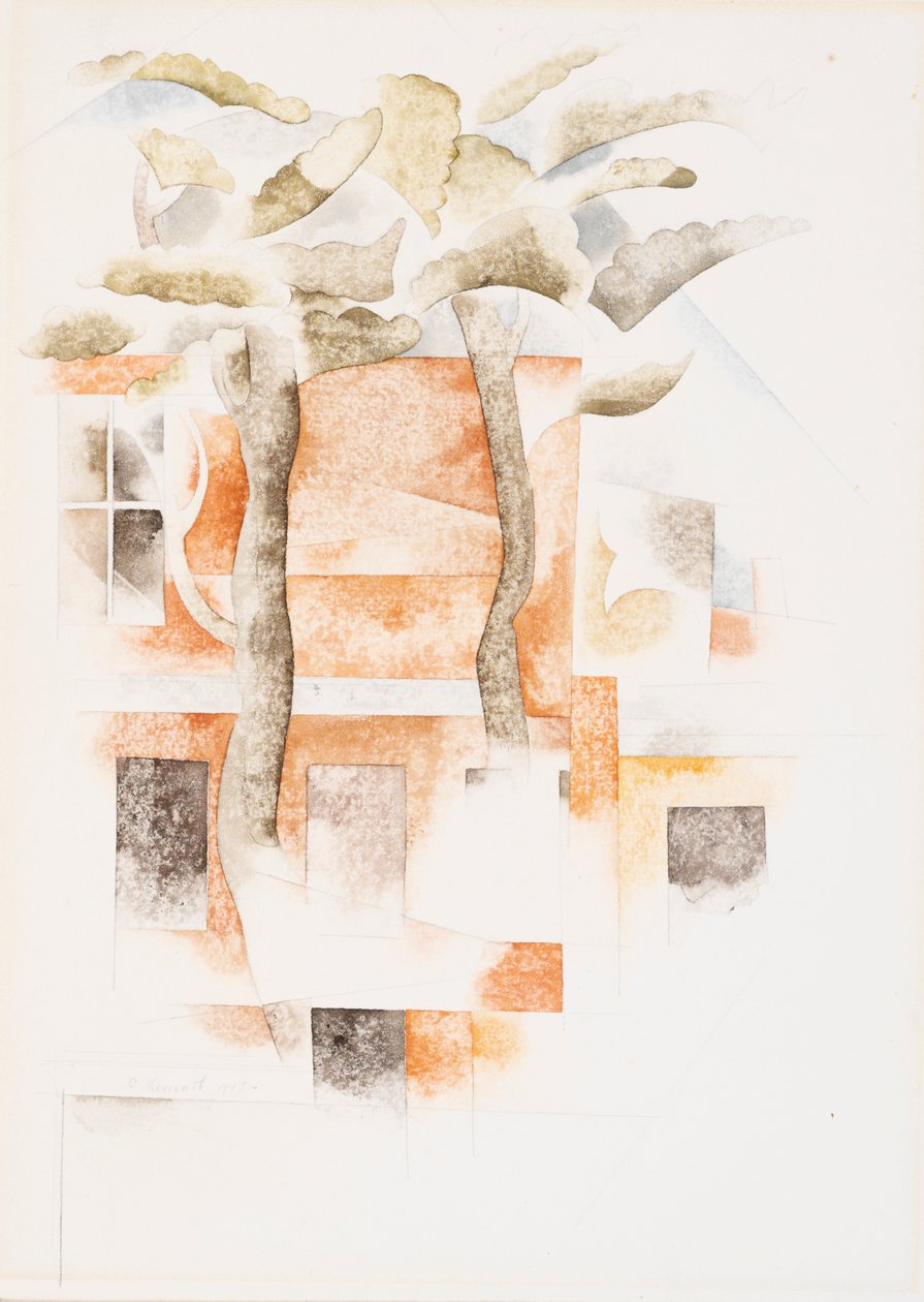 Talot puista nähtynä, 1918 (wc) tekijältä Charles Demuth