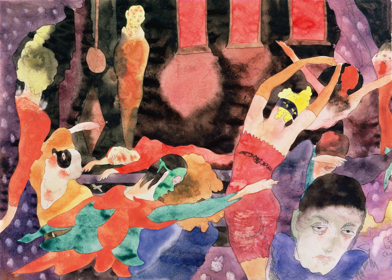 Kuvitus Poen punaisen kuoleman naamioon (cw paperilla) tekijältä Charles Demuth