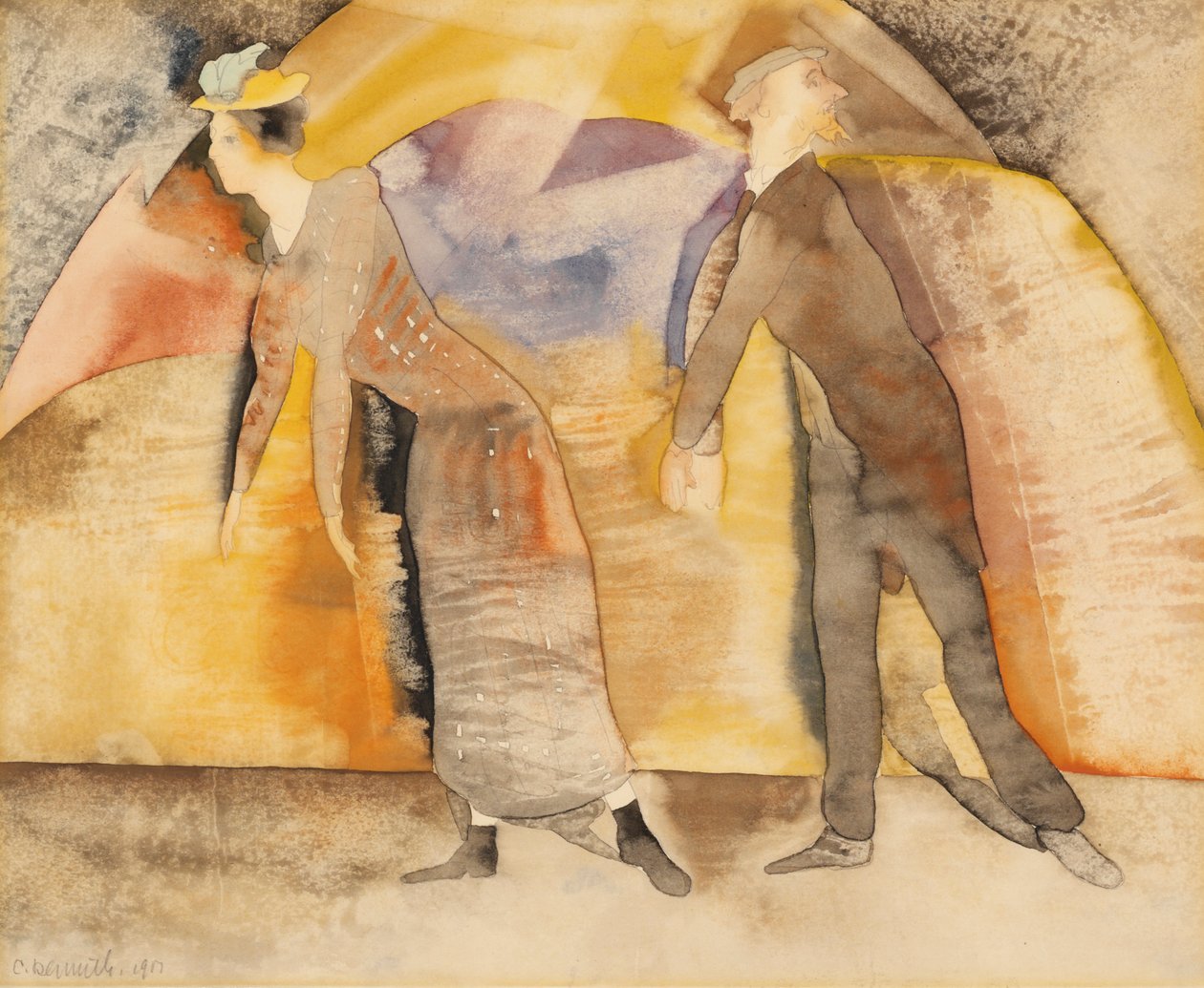 Vaudevillessä: Nainen ja mies lavalla tekijältä Charles Demuth