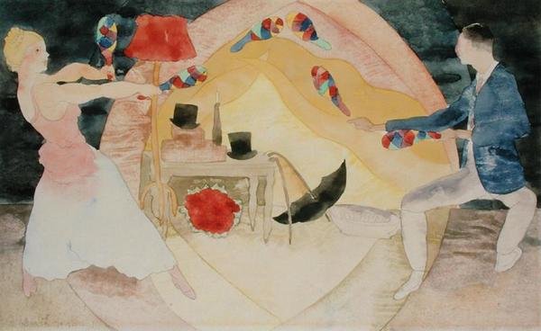 Jonglereita käsipainoilla (akvarelli paperille) tekijältä Charles Demuth