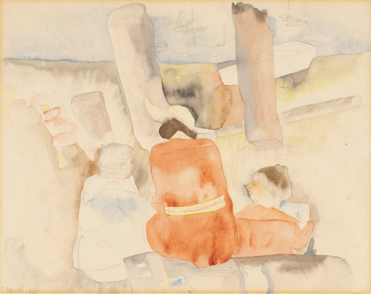 Kolmen hahmon luonnos tekijältä Charles Demuth