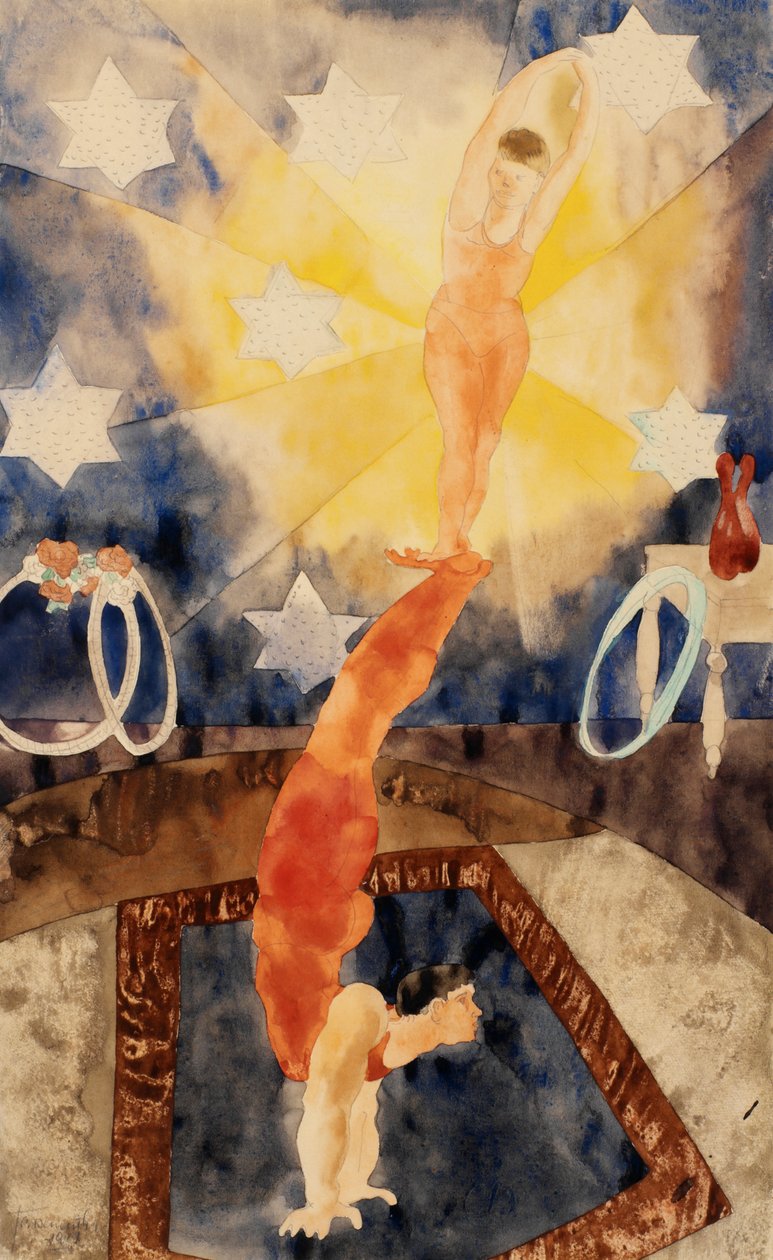 Kaksi akrobaattia punaisissa sukkahousuissa tekijältä Charles Demuth