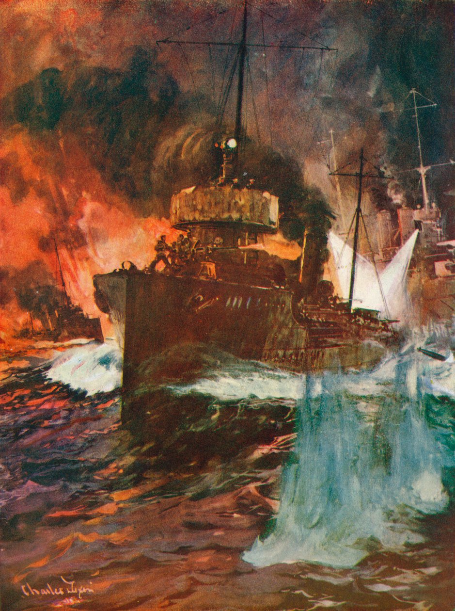 Yöhyökkäys. Torpedo-veneet työssä, c1918 1919 tekijältä Charles Dixon