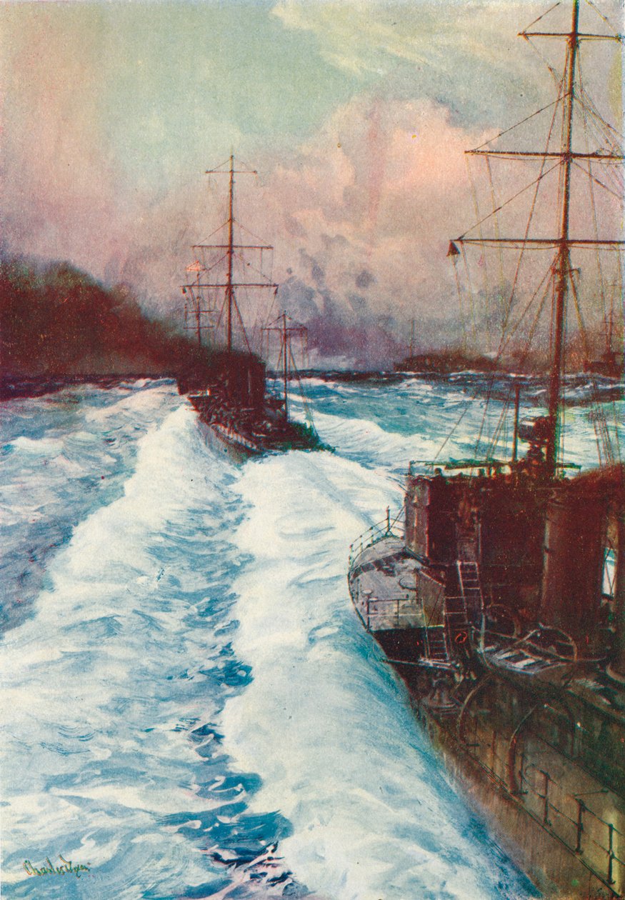 Meren Hornetit. Destroyers at Speed, c1917 1919 tekijältä Charles Dixon