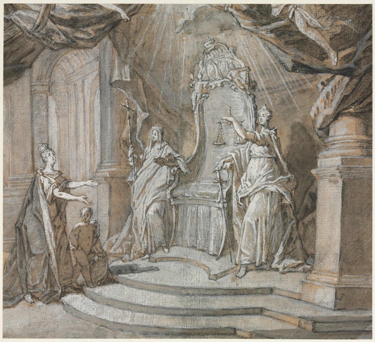 Madame de Maintenon palaa katoliseen kirkkoon [1], 1700-luku. tekijältä Charles Dominique Joseph Eisen