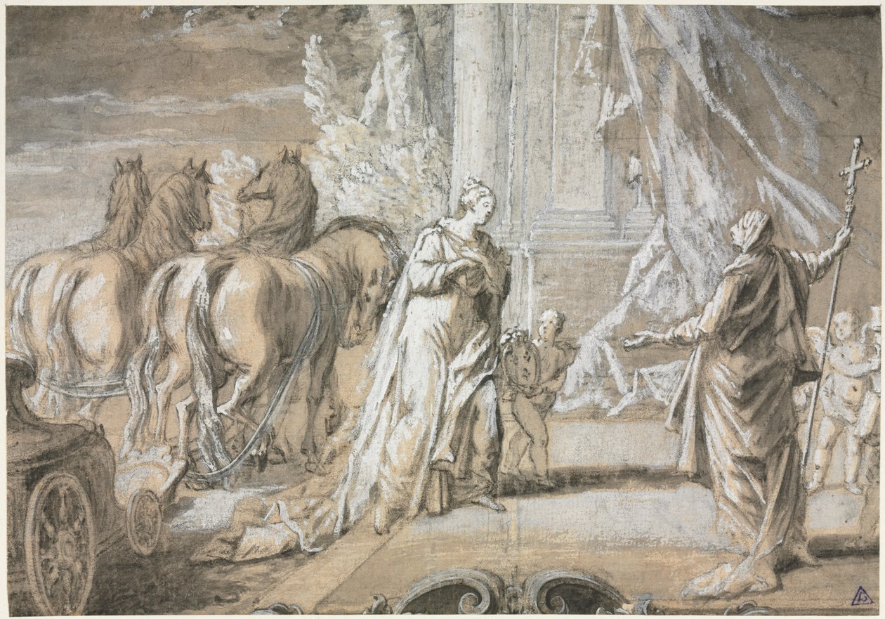 Madame de Maintenon paluu katoliseen kirkkoon [2], 1700-luku. tekijältä Charles Dominique Joseph Eisen