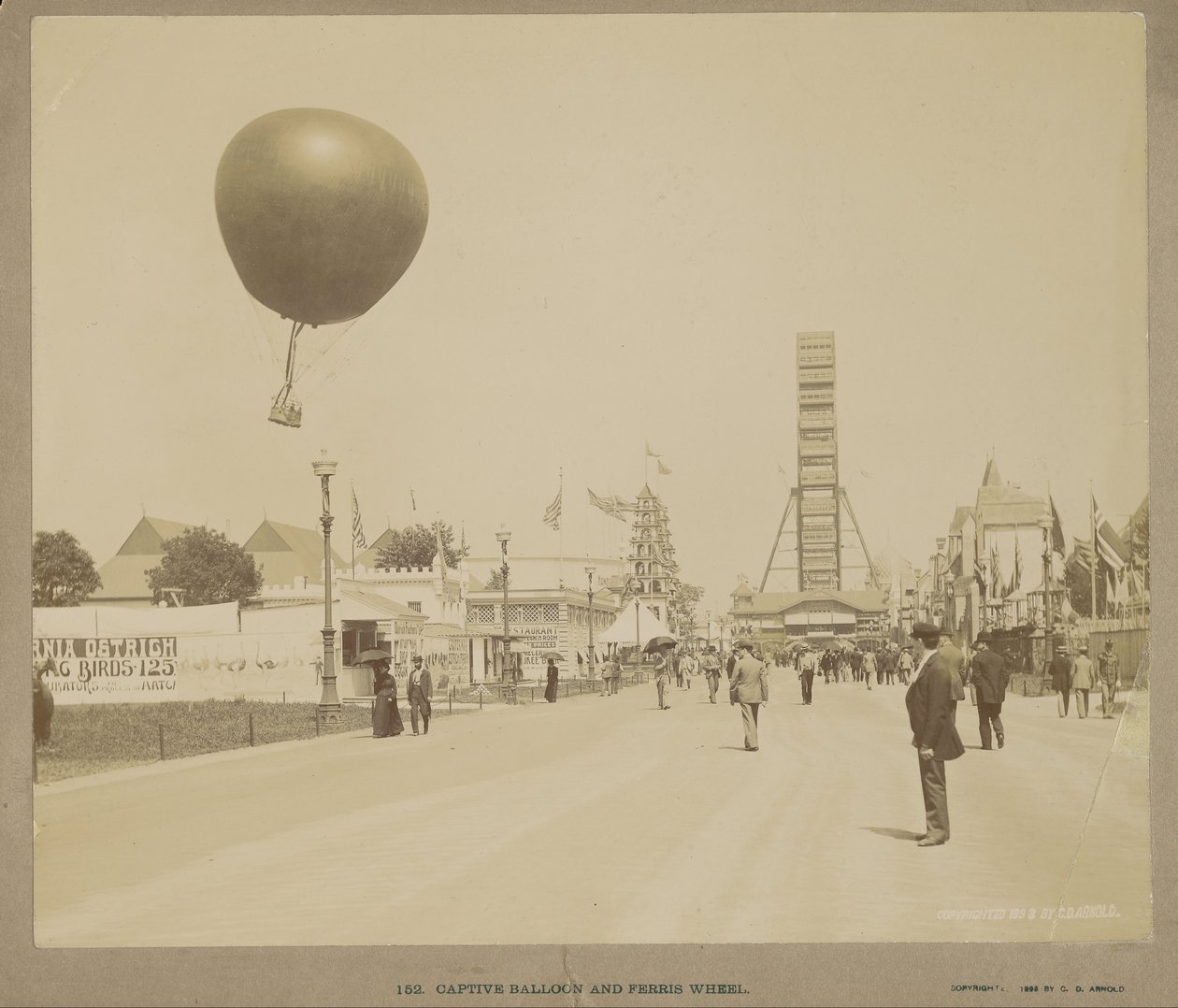 Vangittu ilmapallo ja maailmanpyörä, World Columbian Exposition, Chicago tekijältä Charles Dudley Arnold