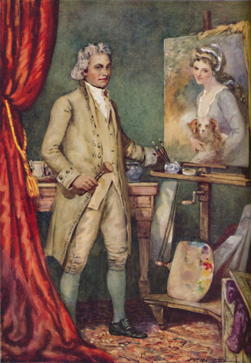 George Romney - Töissä suosikkimallinsa kuvassa, vuodelta 1925 tekijältä Charles Dudley Tennant
