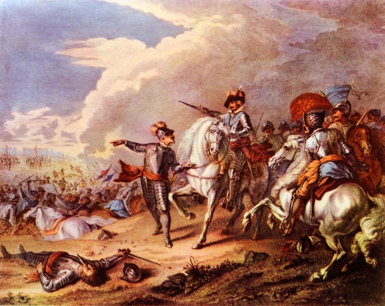 Nasebyn taistelu vuonna 1645, C.W. Wedgewoodin "Battlefields in Britain". tekijältä Charles Dupuis