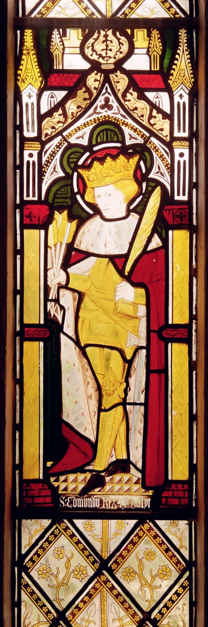 St.Edmund King ja marttyyri, lasimaalaus tekijältä Charles E. Kempe
