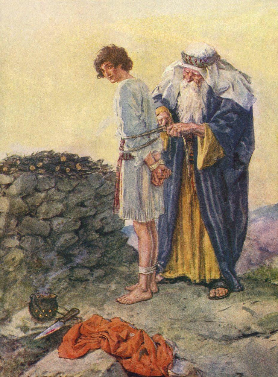 Abraham sitoo Iisakin uhriksi tekijältä Charles Edmund Brock