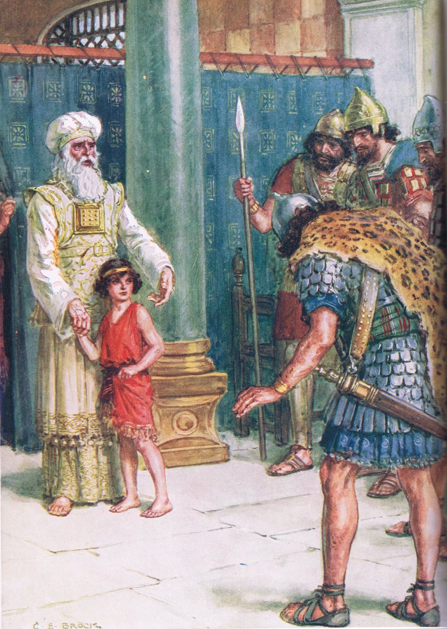 "God Save the King", kuvitus "Through the Bible" -julkaisusta, julkaistu 1928 (värilitho) tekijältä Charles Edmund Brock